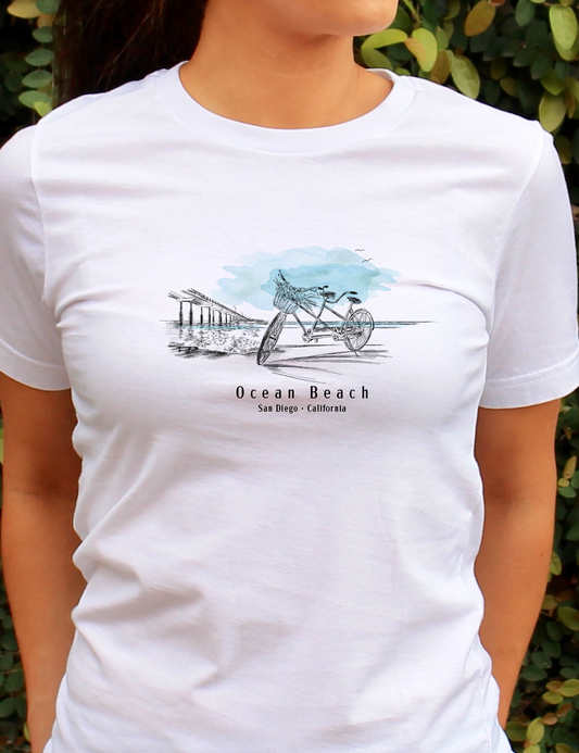 Ocean Beach Pier and Bike T-Shirt